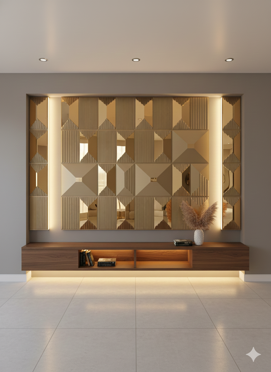 3D metallic gold wall panel