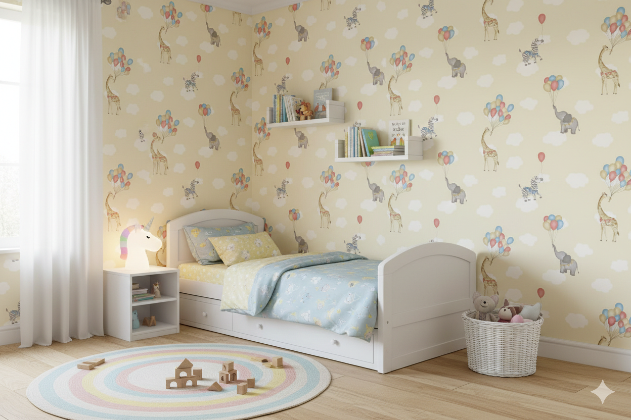 Cute Elephant Balloon Kids Wallpaper