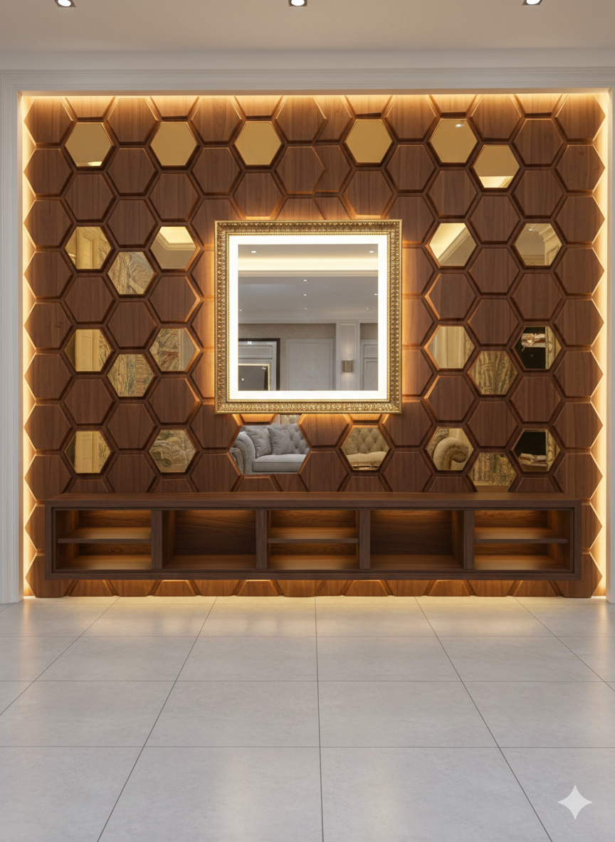 3D textured wooden wall panel