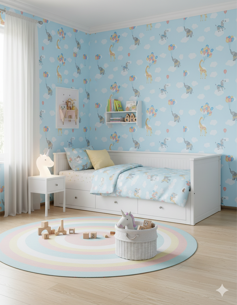 Cute Elephant Balloon Kids Wallpaper