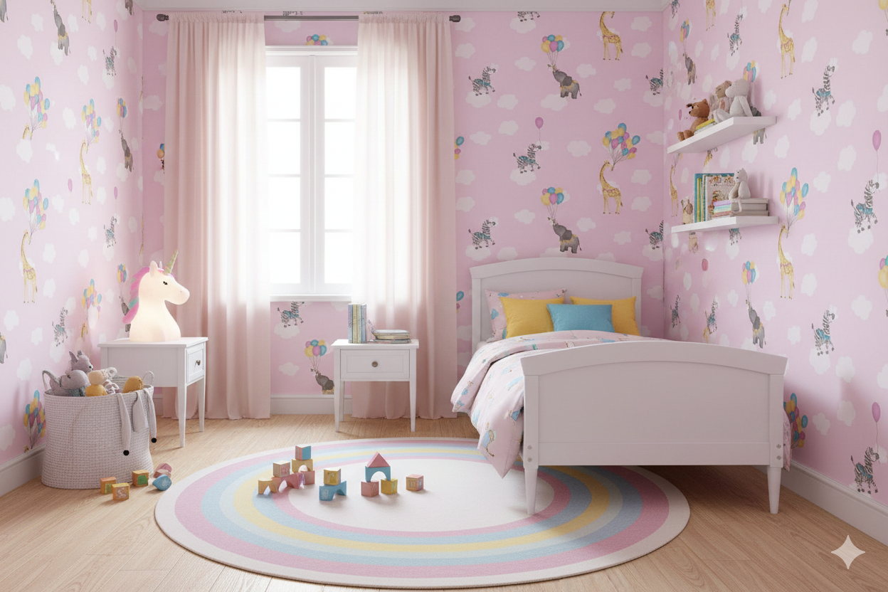 Cute Elephant Balloon Kids Wallpaper