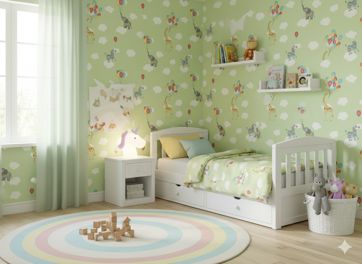 Cute Elephant Balloon Kids Wallpaper