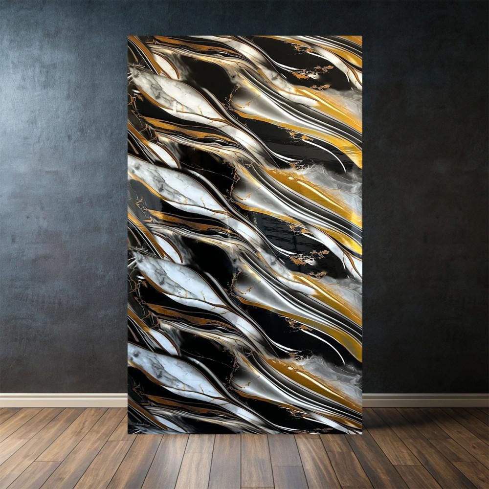 Premium Glossy UV Marble Adhesive Sheet – Black/Gold/White