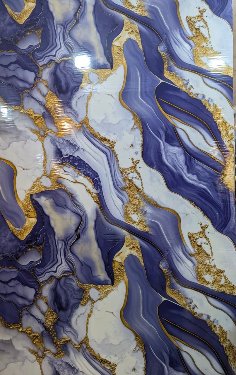Luxury Blue & Gold Marble Adhesive Wallpaper Sheet
