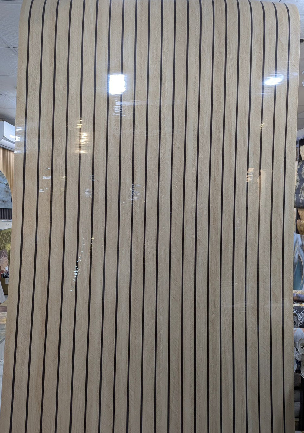 Beige Wood Texture Vertical Line Adhesive Wallpaper Sheet