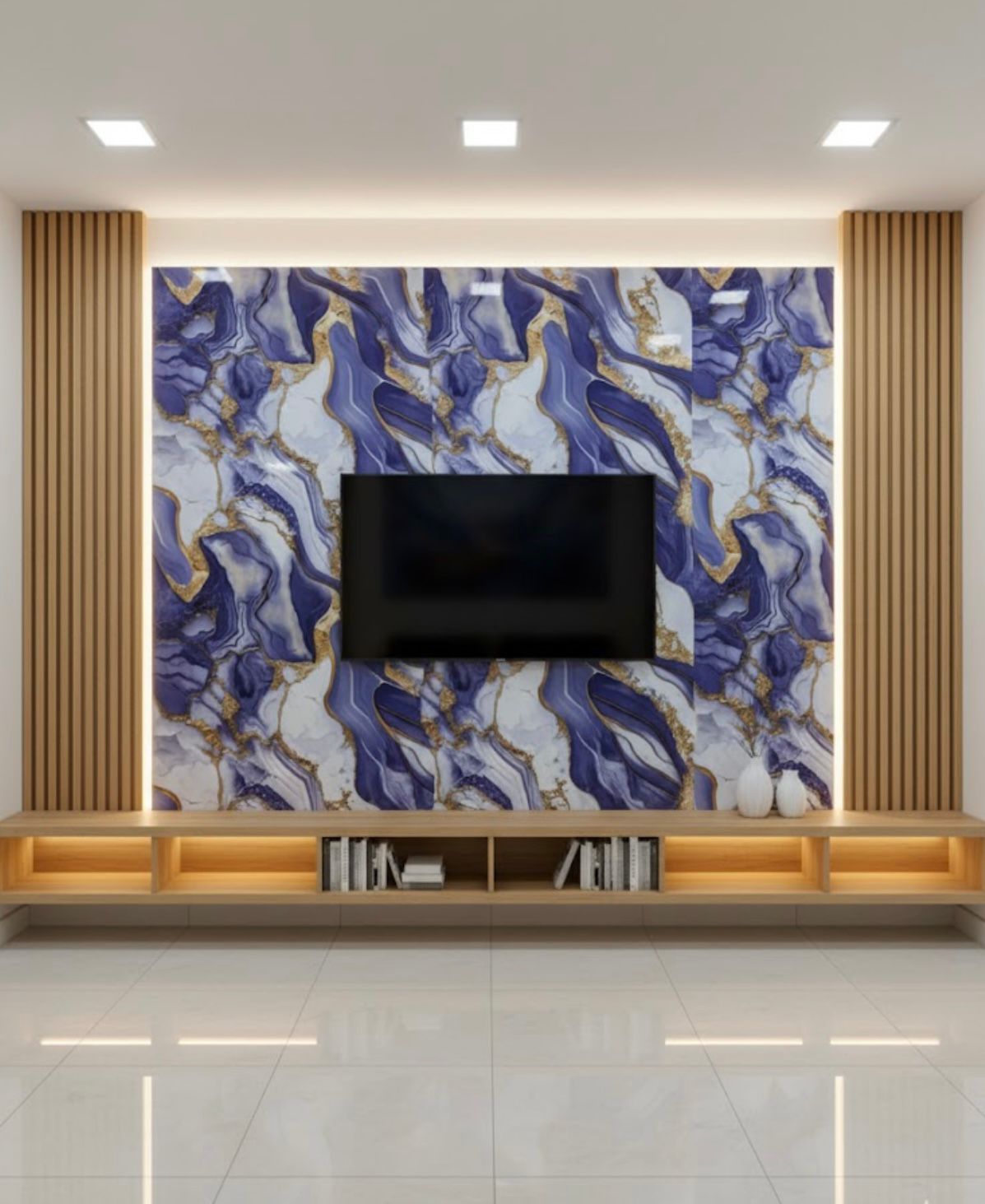 Luxury Blue & Gold Marble Adhesive Wallpaper Sheet