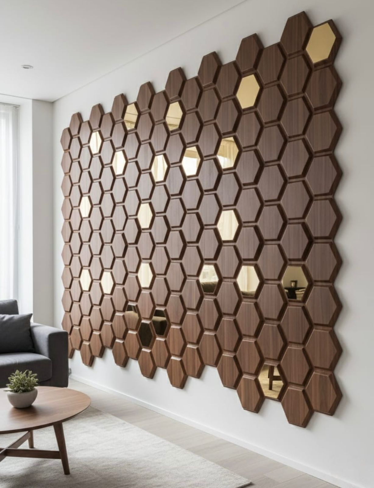 3D textured wooden wall panel