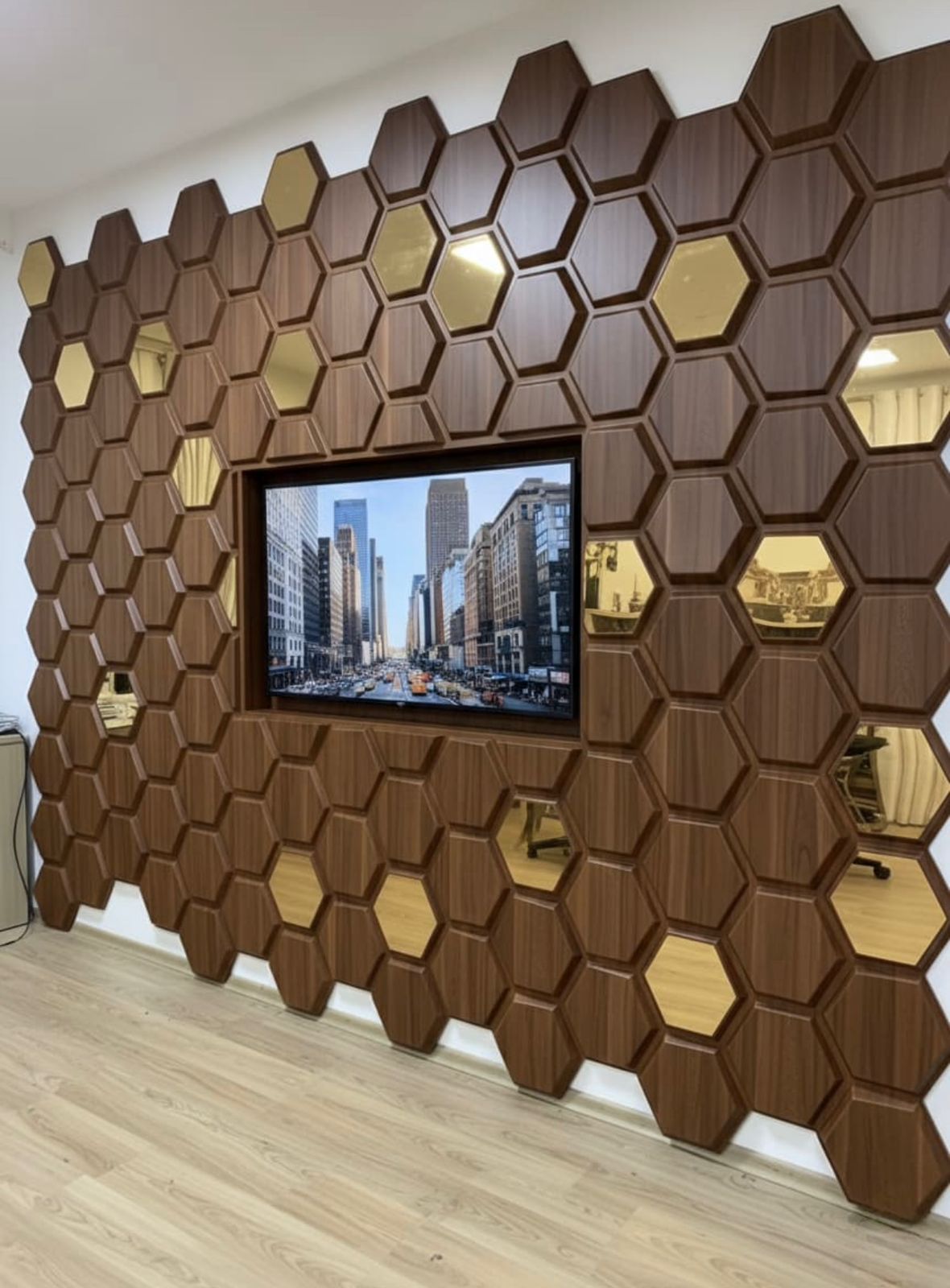 3D textured wooden wall panel