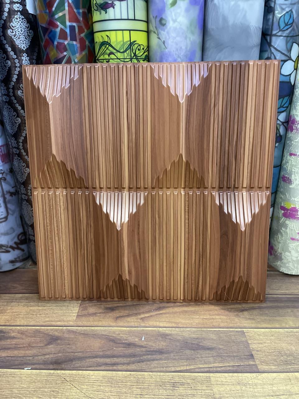 3D textured wooden wall panel.