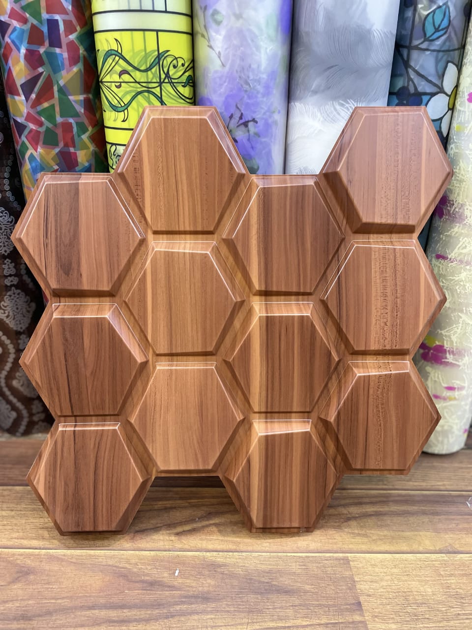 3D textured wooden wall panel