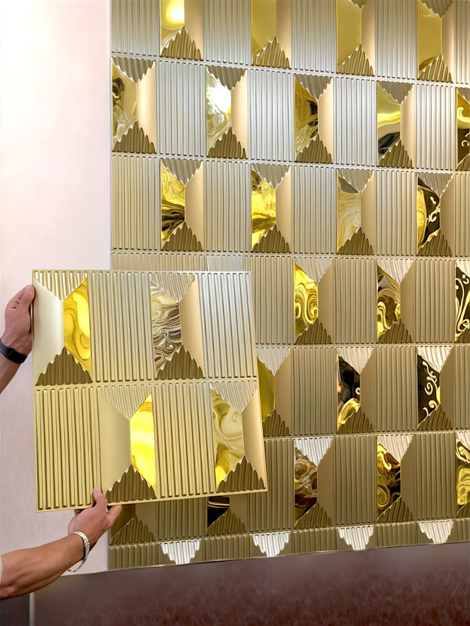 3D metallic gold wall panel