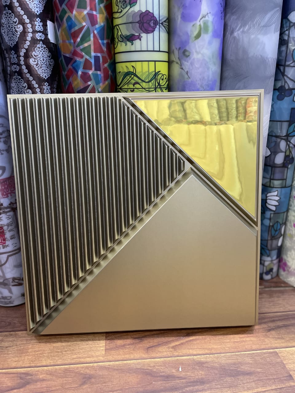 3D textured golden wall panel