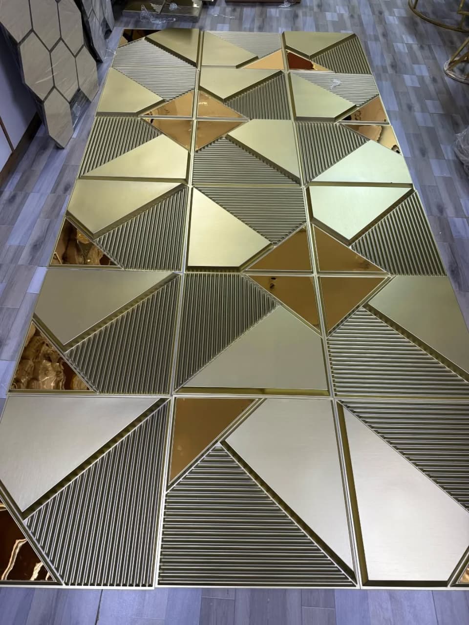 3D textured golden wall panel